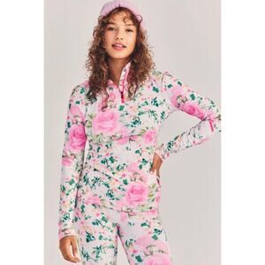 NWOT LoveShackFancy x BOGNER Fire + Ice Margot Zip Floral Top XL Roses Ski Layer